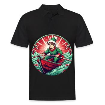 Aviron de lutin de Noël - Polo Homme - noir - Devant - Kai (181cm)