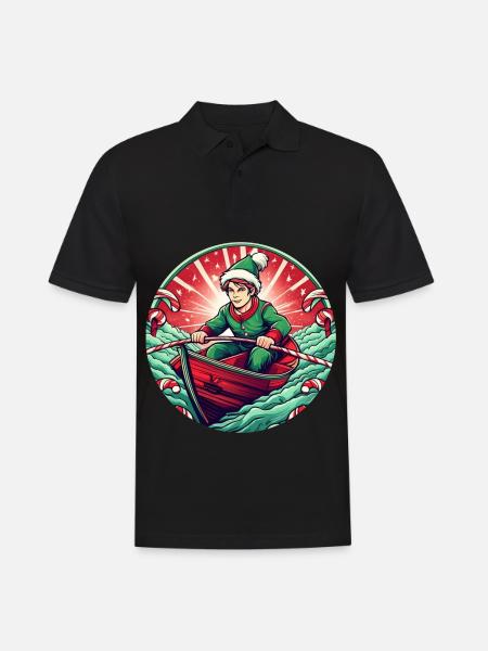 Christmas Elf Rowing - Men's Polo Shirt - black