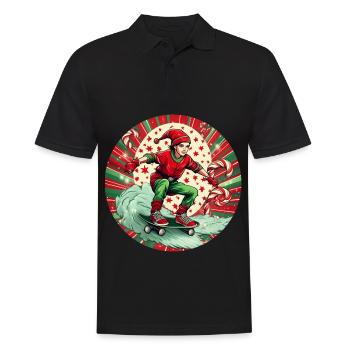 Weihnachtself Skateboarding - Männer Poloshirt - Schwarz - Vorne - Kai (181cm)