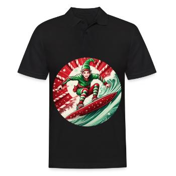 Christmas elf surfing - Men's Polo Shirt - black - Front - Kai (181cm)