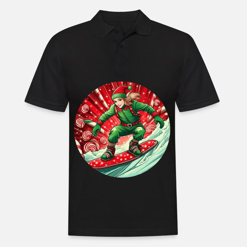Weihnachtself Snowboarden - Männer Poloshirt - Schwarz