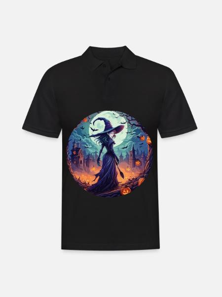 Gruseliges Halloween-partykostüm Hexe - Männer Poloshirt - Schwarz