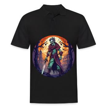 Gruseliges Halloween-party-kostüm Zombie-krieger - Men's Polo Shirt - black - Front - Kai (181cm)