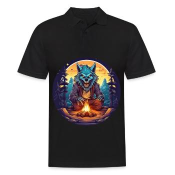 Gruseliges Halloween-partykostüm Werwolf Camping - Polo Homme - noir - Devant - Kai (181cm)