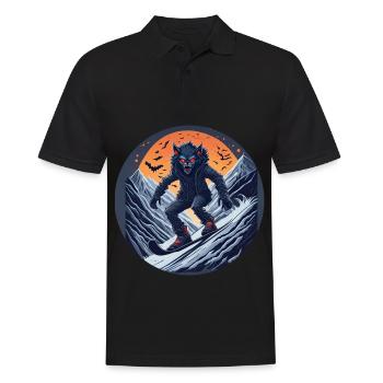 Gruseliges Halloween-partykostüm Werwolf-snowboard - Männer Poloshirt - Schwarz - Vorne - Kai (181cm)