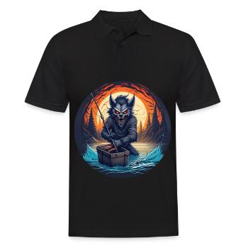 Creepy Halloween Party Costume Werewolf Fishing - Men's Polo Shirt - black - Front - Kai (181cm)