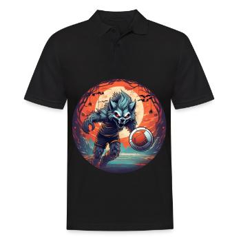 Spooky Halloween party costume werewolf handball - Men's Polo Shirt - black - Front - Kai (181cm)