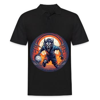 Gruseliges Halloween-partykostüm Werwolf-handball - Männer Poloshirt - Schwarz - Vorne - Kai (181cm)