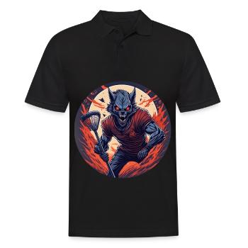Spooky Halloween Party Costume Werewolf Lacrosse - Men's Polo Shirt - black - Front - Kai (181cm)