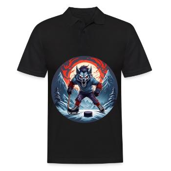 Spooky Halloween party costume werewolf ice hockey - Men's Polo Shirt - black - Front - Kai (181cm)