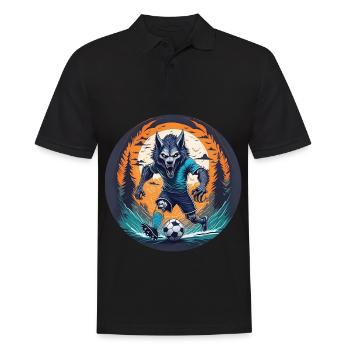 Gruseliges Halloween-partykostüm Werwolf-fußball - Männer Poloshirt - Schwarz - Vorne - Kai (181cm)