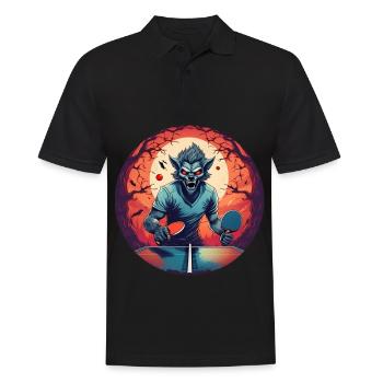 Spooky Halloween Party Costume Werewolf Ping Pong - Men's Polo Shirt - black - Front - Kai (181cm)