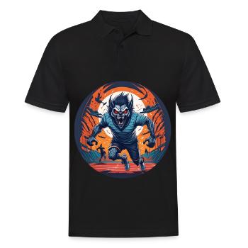 Creepy Halloween party costume werewolf running - Men's Polo Shirt - black - Front - Kai (181cm)