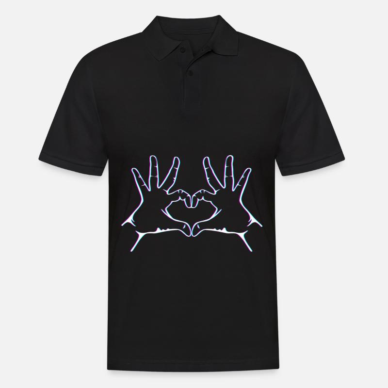 hand herz geste - Männer Poloshirt - Schwarz