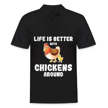 La vie est meilleure avec des poulets fermier poulet fermier - Polo Homme - noir - Devant - Kai (181cm)