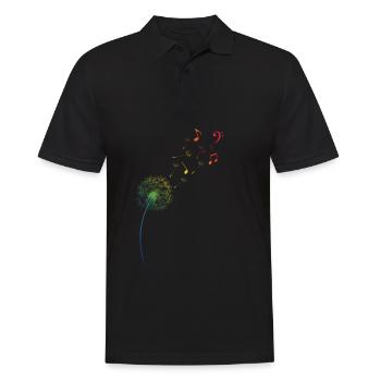 Regenbogen Pusteblume Löwenzahn Noten Musik - Männer Poloshirt - Schwarz - Vorne - Kai (181cm)