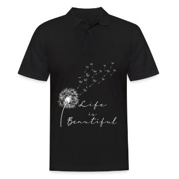 Life's Beautiful Pusteblume Löwenzahn Leichtigkeit - Männer Poloshirt - Schwarz - Vorne - Kai (181cm)