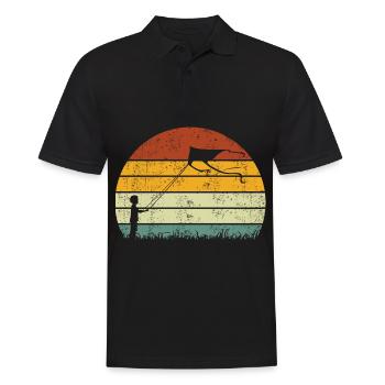 Drachensteigen Drachen Steigen lassen Vintage - Männer Poloshirt - Schwarz - Vorne - Kai (181cm)