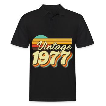 1977 Anniversaire Né En 1977 Rétro Vintage - Polo Homme - noir - Devant - Kai (181cm)
