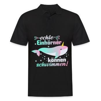 Einhorn – Shirt Magie Schwimmen Mädchen Geschenk - Männer Poloshirt - Schwarz - Vorne - Kai (181cm)