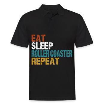 Achterbahn Roller Coaster Eat Sleep Repeat - Männer Poloshirt - Schwarz - Vorne - Kai (181cm)