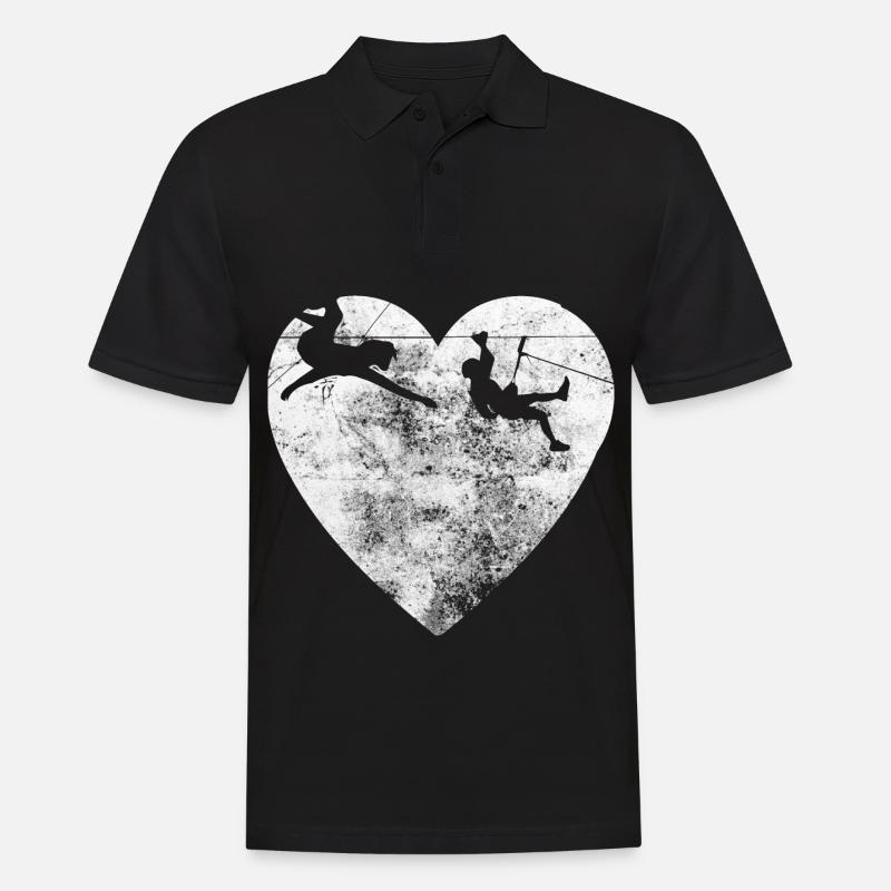 Herz - Klettern - - Männer Poloshirt - Schwarz
