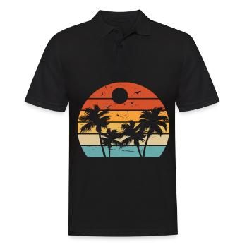 Palm Coconut Trees Beach Beach Retro - Men's Polo Shirt - black - Front - Kai (181cm)