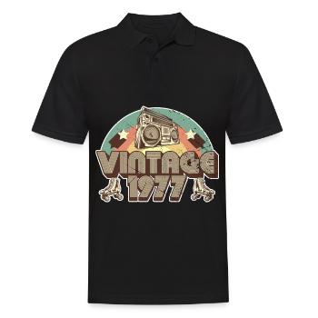 1977 Anniversaire né en 1977 Retro Vintage - Polo Homme - noir - Devant - Kai (181cm)