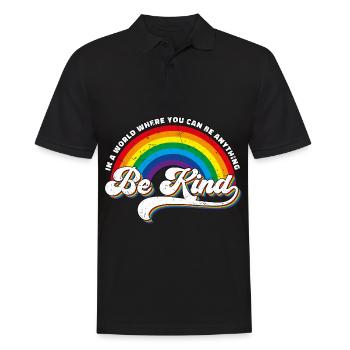 Be Kind LGBT Rainbow - Men's Polo Shirt - black - Front - Kai (181cm)