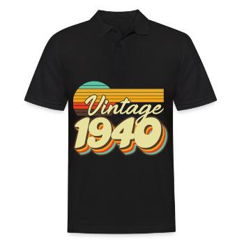 Anniversaire des années 1940 né dans les années 1940 rétro Vintage - Polo Homme - noir - Devant - Kai (181cm)