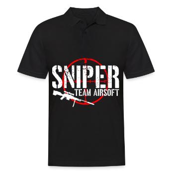Sniper airsoft Team - Männer Poloshirt - Schwarz - Vorne - Kai (181cm)
