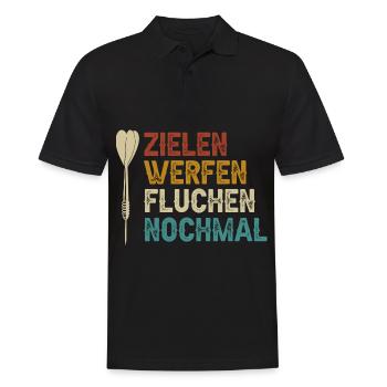 Dart Zielen werfen fluchen nochmal Dartpfeil - Männer Poloshirt - Schwarz - Vorne - Kai (181cm)