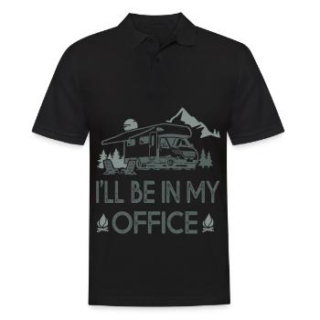 camping car i ll be in my office cadeau sarcasme - Polo Homme - noir - Devant - Kai (181cm)