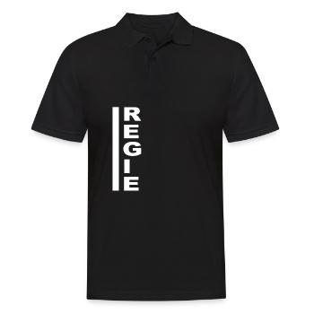 Regie senkrecht weiss - Männer Poloshirt - Schwarz - Vorne - Kai (181cm)