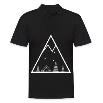 Dreieck - Camping-Zelt - (2) - Männer Poloshirt - Schwarz - Vorne - Kai (181cm)