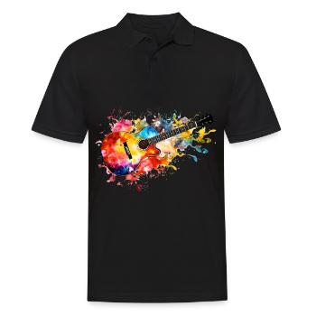 Retro Gitarre in bunten Farben Musiker Hippie - Männer Poloshirt - Schwarz - Vorne - Kai (181cm)