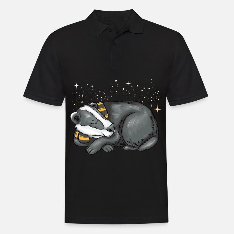 Schlafender Dachs - Männer Poloshirt - Schwarz