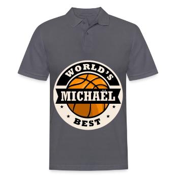 Mikaël world s best joueur de basketball - Polo Homme - charbon - Devant - Nico (186cm)