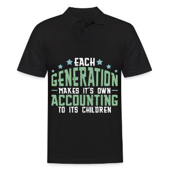 Jede Generation macht ihre eigene Buchhaltung - Männer Poloshirt - Schwarz - Vorne - Kai (181cm)