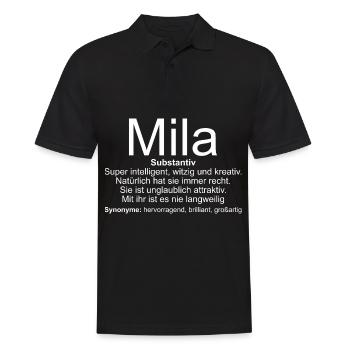 Name Definition Mila - Männer Poloshirt - Schwarz - Vorne - Kai (181cm)