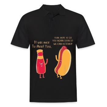 ketchup meat funny funny saying food joke - Men's Polo Shirt - black - Front - Kai (181cm)