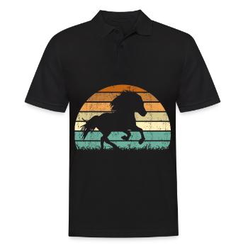 Cheval islandais Tölt Icelandic Retro Vintage - Polo Homme - noir - Devant - Kai (181cm)