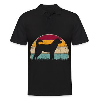 korean jindo Hund Vintage Retro - Männer Poloshirt - Schwarz - Vorne - Kai (181cm)