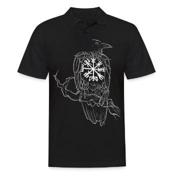 Corbeau viking sketch et symbole vegvisir - Polo Homme - noir - Devant - Kai (181cm)