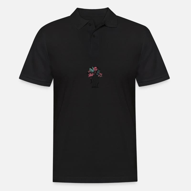 Blumen - Männer Poloshirt - Schwarz