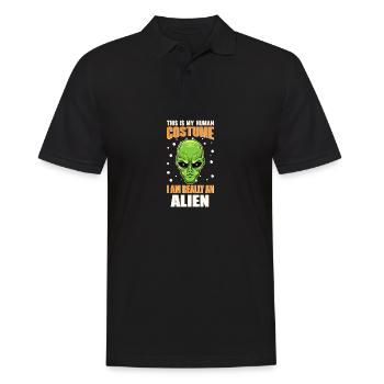 Halloween Das ist mein menschliches Kostüm. Ich bi - Männer Poloshirt - Schwarz - Vorne - Kai (181cm)