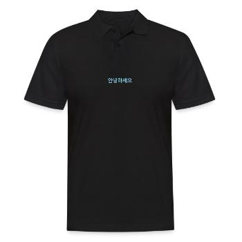 Hello (Korean) K-Pop Design - blue - Men's Polo Shirt - black - Front - Kai (181cm)
