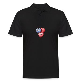 Ballon Herzen auch für Kinder und Geburtstage - Männer Poloshirt - Schwarz - Vorne - Kai (181cm)