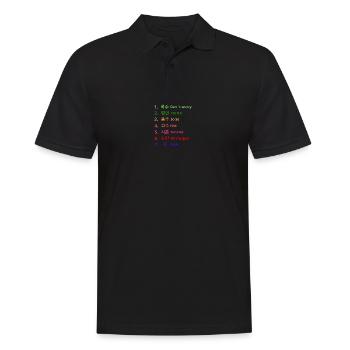 Wie scharf ist Koreanisches Essen? - Männer Poloshirt - Schwarz - Vorne - Kai (181cm)