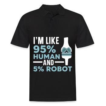 Ich bin zu 95% Mensch und 5% Roboter Lustige Amput - Männer Poloshirt - Schwarz - Vorne - Kai (181cm)